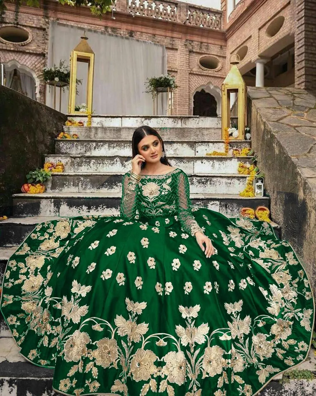 black lehenga set with embroidery & pearls for weddings