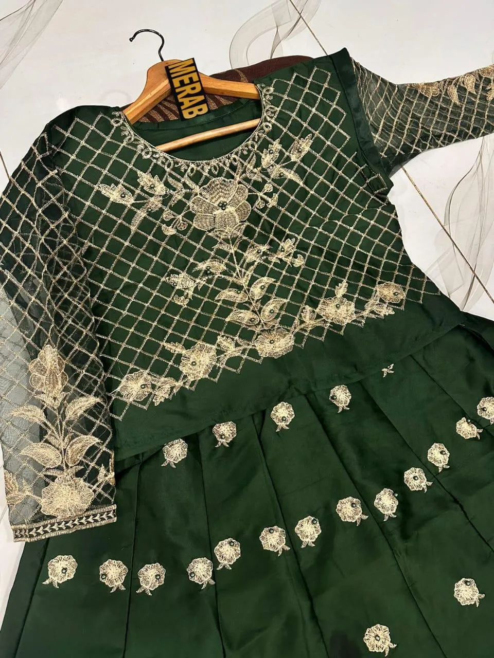 black lehenga set with embroidery & pearls for weddings