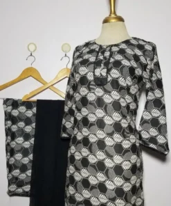 3 pcs women's stitched lawn digital print suit black specia