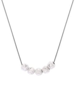 ASJM International - 1pcs 999 Sterling Silver Faceted Frosted Bead Necklace, Elegant Dainty Style, Ideal For Birthday & Holiday Gifts