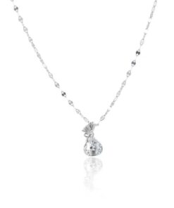 ASJM International - 1pcs 999 Sterling Silver Hollow Cutout Lucky Money Bag Necklace, Elegant Delicate Style, Ideal For Birthday Gifts