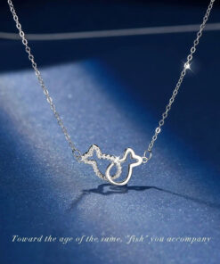 ASJM International - 1pcs 999 Sterling Silver Hollow & Paved Fish Necklace, Elegant Trendy Style, Ideal For Birthday & Holiday Gifts
