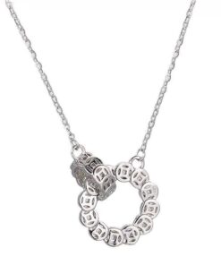 ASJM International - 1pcs 999 Sterling Silver Rotatable Coin Circle Necklace, Elegant Trendy Style, Perfect For Date Night & Outings