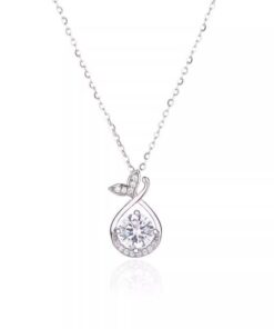 ASJM International - 1pcs 999 Sterling Silver Round Zircon Mermaid Necklace, Dainty Luxury Style, Ideal For Birthday & Holiday Gifts