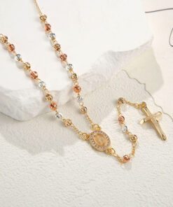 ASJM International - European And American Madonna Cross Necklace Fashionable Light Luxury In Gold Tone
