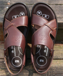 ASJM International - Mens Beach Shoes Genuine Leather Mens Sandals, New-style Casual Non-slip Slippers
