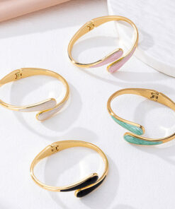 ASJM International - Metallic-Effect Alloy Open-End Bracelet For Women