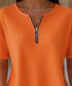 ASJM International - New Womens Casual Waffle-knit T-shirt Top