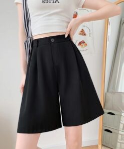 ASJM International - Summer Lightweight Loose-fit High-waisted A-line Slimming Capri Suit Shorts For Women