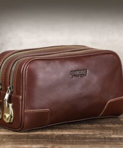 Top-Grain Leather Combination-Lock Handbag Multi-Function Organizer Bag