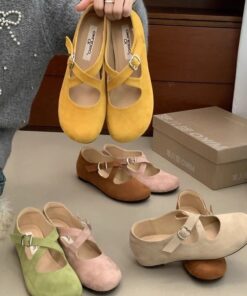 ASJM International - Womens Retro Round-toe Shoes With A Hidden Platform And Thick Sole