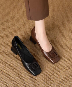 ASJM International - Womens Versatile Leather Mary Jane High-heeled Shoes