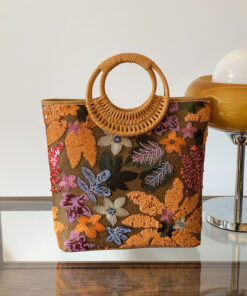 ASJM International - Woven Ring Bamboo Handbag