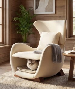 Modern Beige Polyester Accent Chair With Pet Storage Space - 330 Lbs Capacity, Living Room Lounge Chair, Stylish & Durable Design