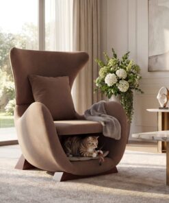 Modern Brown Polyester Accent Chair With Pet Storage Space - 330 Lbs Capacity, Living Room Lounge Chair, Stylish & Durable Design