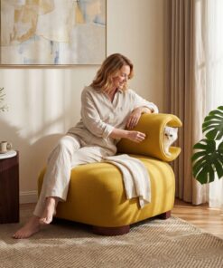 Modern Yellow Polyester Accent Chair For Living Room - Pet-Friendly, 330 Lbs Weight Capacity, Stylish & Durable Design