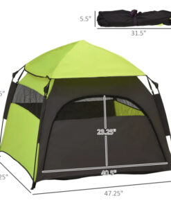 PawHut Pop Up Dog Tent For Extra Large And Large Dogs, Portable Pet Camping Tent With Carrying Bag For Beach, Backyard, Home, Green