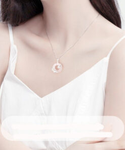 S925 Sterling Silver Camellia Peace-Button Necklace For Women
