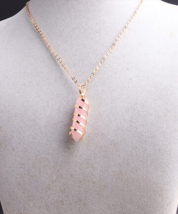 Crystal Red Agate Hexagon Pillar Bullet Pendant