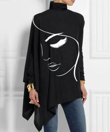 Women's Fashion Turtleneck Irregular Knitted Sweater