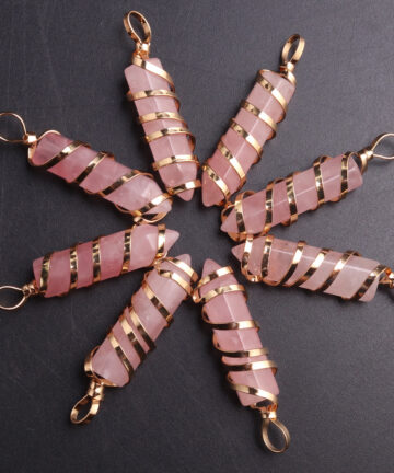 Crystal Red Agate Hexagon Pillar Bullet Pendant