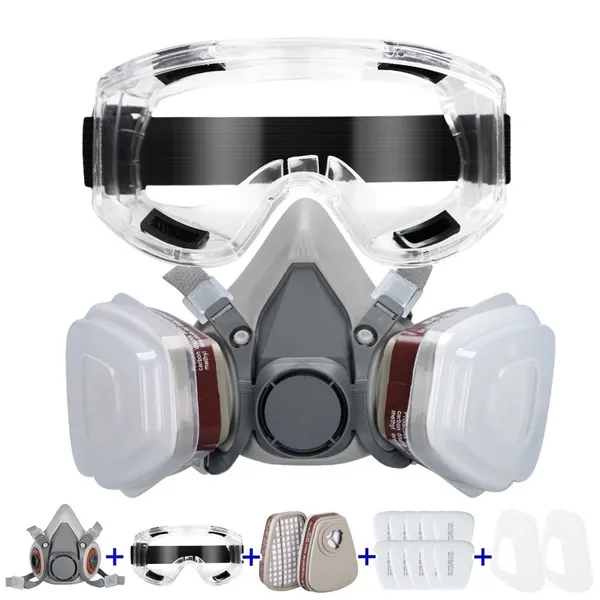 Gesicht Maske Atemschutz Mit Brillen Für Industrie Streichen Spritzen Schweißen - Image 2