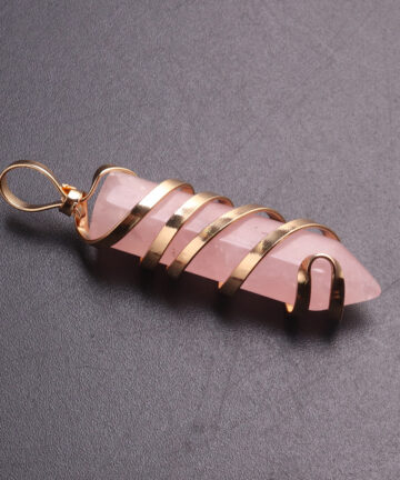 Crystal Red Agate Hexagon Pillar Bullet Pendant