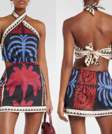 Halter Positioning Print Holiday Beach Skirt Dress