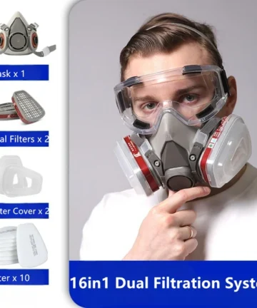 Gesicht Maske Atemschutz Mit Brillen Für Industrie Streichen Spritzen Schweißen