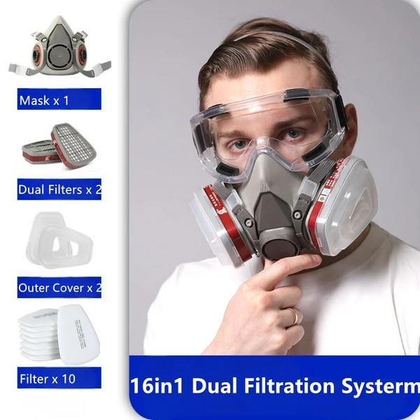 Gesicht Maske Atemschutz Mit Brillen Für Industrie Streichen Spritzen Schweißen - Image 4