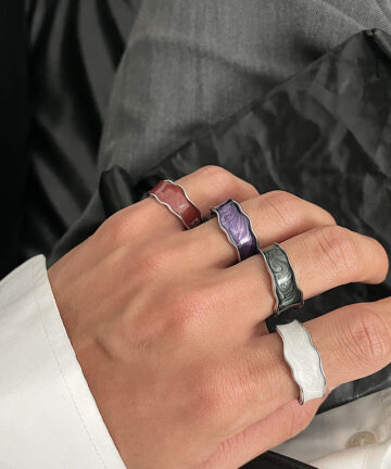 Liquid Textured Fashion Metal Ring