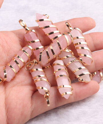 Crystal Red Agate Hexagon Pillar Bullet Pendant