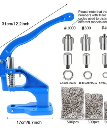 Blue Manual Press Set, Manual Hole Punch Set, Equipped With 1500 Sets Of Silver Button Sets, #400, #800, #1000, Suitable For Making Flags, Signs, Sunshades,