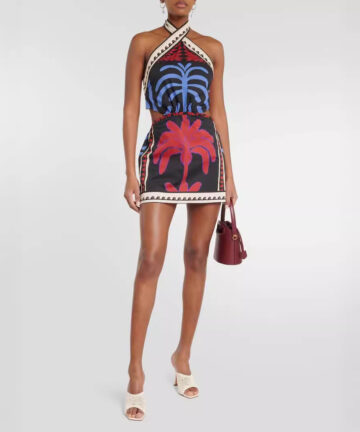 Halter Positioning Print Holiday Beach Skirt Dress