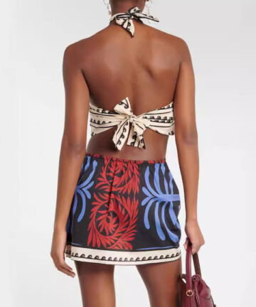 Halter Positioning Print Holiday Beach Skirt Dress