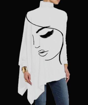 Women's Fashion Turtleneck Irregular Knitted Sweater