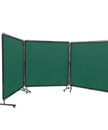 Welding Screen With Frame, 182.9 Cm X 182.9 Cm 3 Panel Welding Curtain Screens, Flame-Resistant Vinyl Welding Protection Screen On 12 Swivel Wheels (6 Lockable), Moveable & Professional For