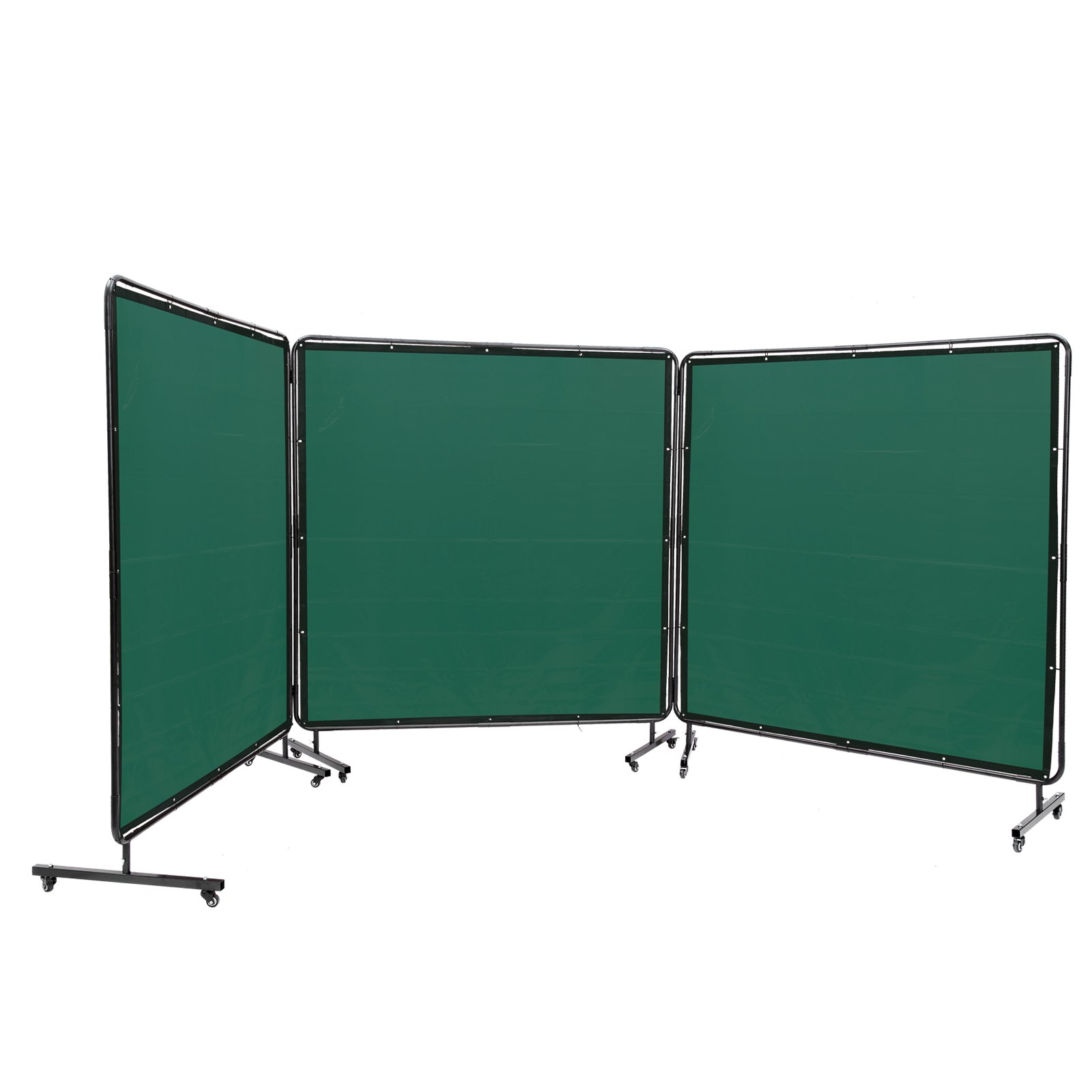 Welding Screen With Frame, 182.9 Cm X 182.9 Cm 3 Panel Welding Curtain Screens, Flame-Resistant Vinyl Welding Protection Screen On 12 Swivel Wheels (6 Lockable), Moveable & Professional For